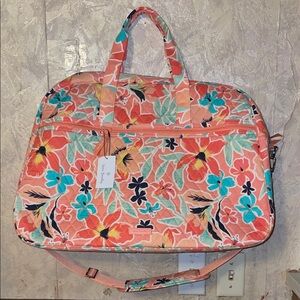 Grand traveler bag in rain forest lily coral (nwt)